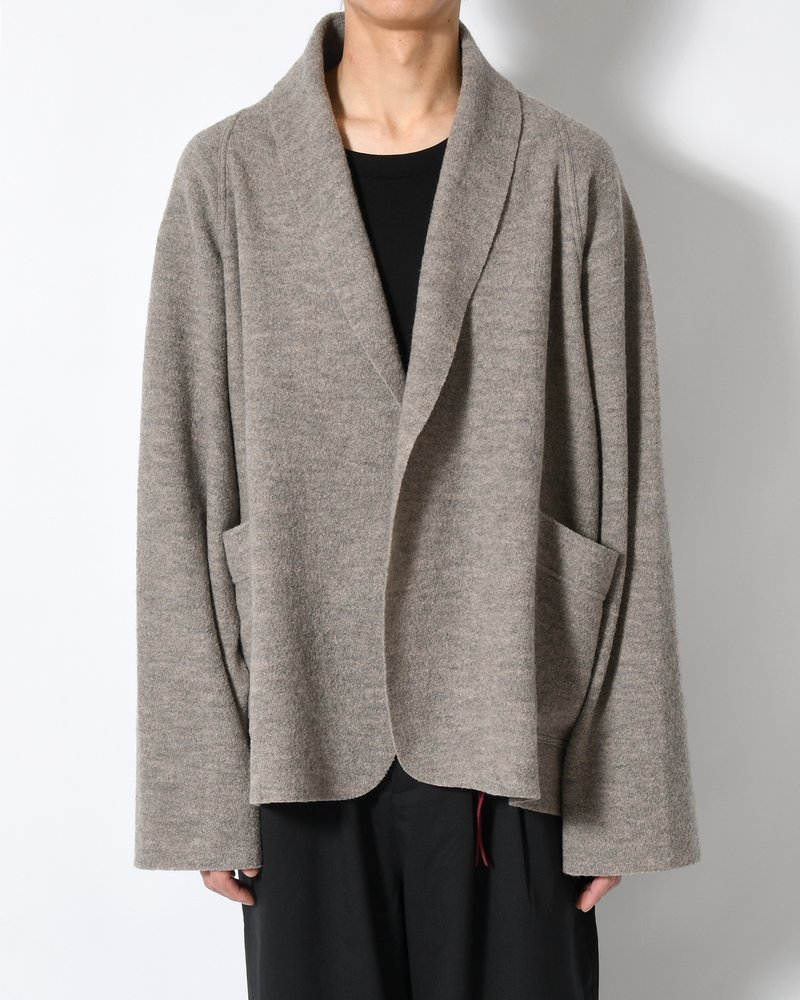 CARDIGAN JACKET -Hard Twist Crepe Knit -GREIGE-