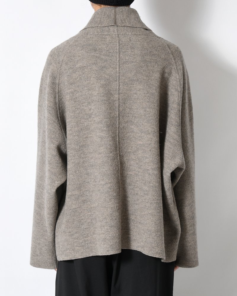 CARDIGAN JACKET -Hard Twist Crepe Knit -GREIGE-