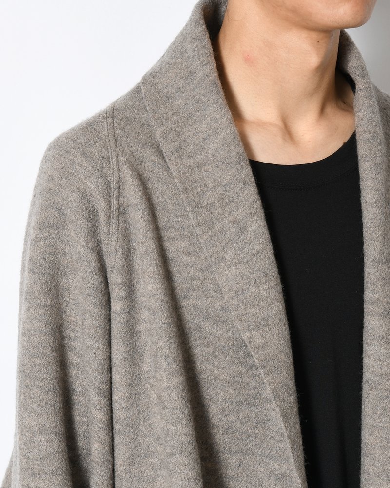 CARDIGAN JACKET -Hard Twist Crepe Knit -GREIGE-