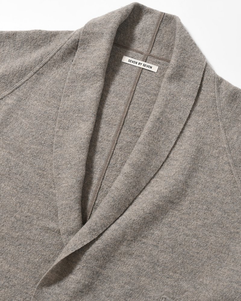 CARDIGAN JACKET -Hard Twist Crepe Knit -GREIGE-
