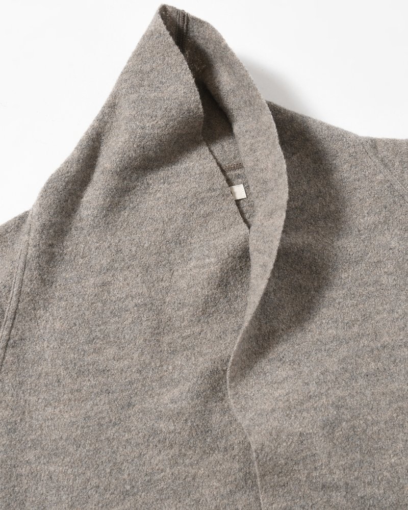 CARDIGAN JACKET -Hard Twist Crepe Knit -GREIGE-