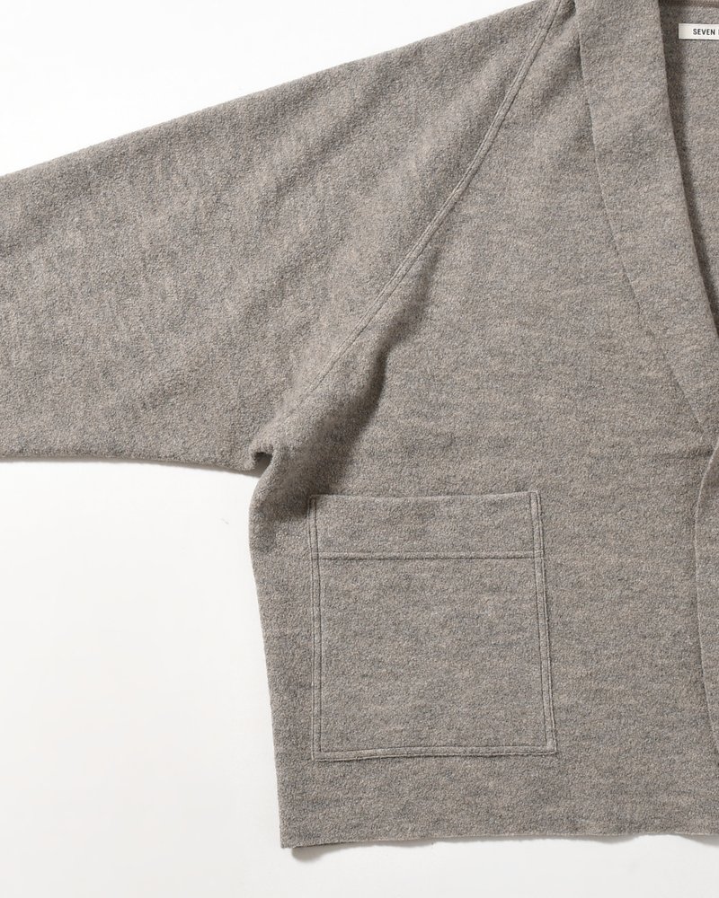 CARDIGAN JACKET -Hard Twist Crepe Knit -GREIGE-