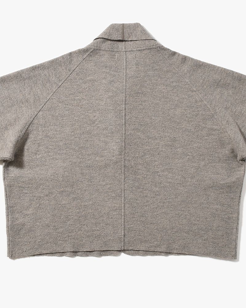 CARDIGAN JACKET -Hard Twist Crepe Knit -GREIGE-