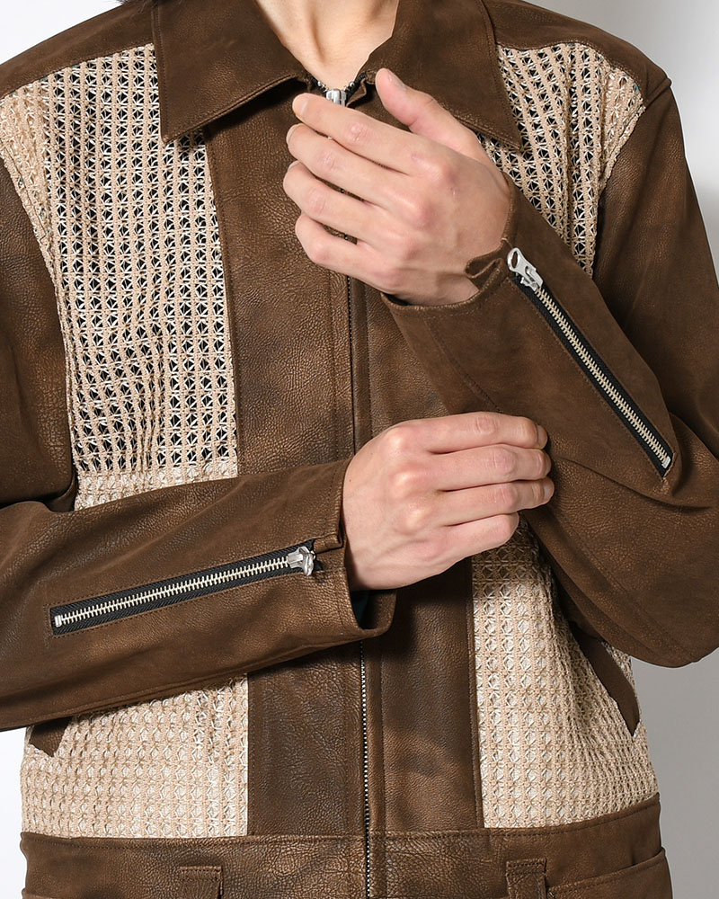 MESH JACKET -BROWN-