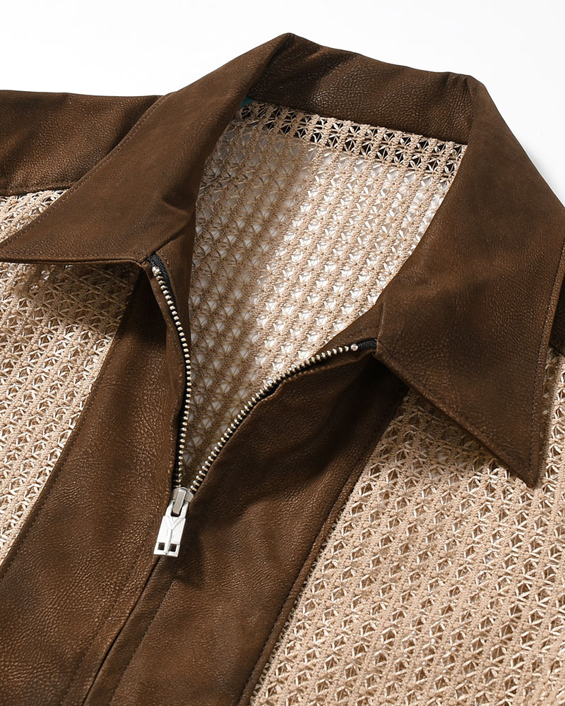 MESH JACKET -BROWN-