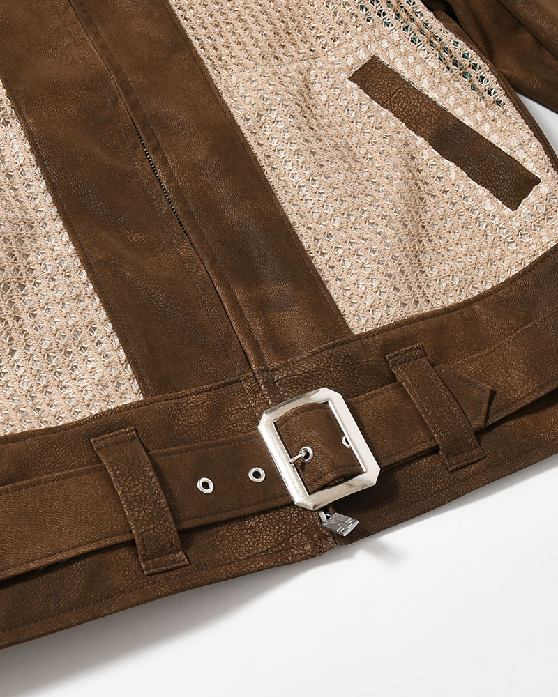 MESH JACKET -BROWN-