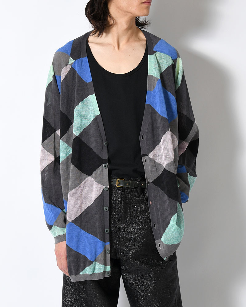 KNIT CARDIGAN -GRAY MIX-