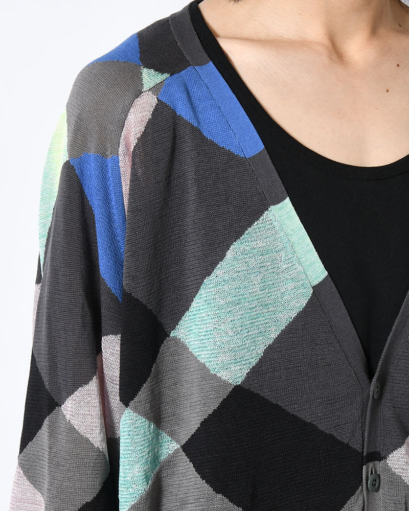 KNIT CARDIGAN -GRAY MIX-