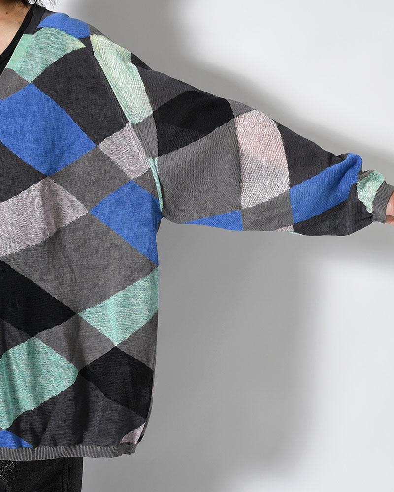KNIT CARDIGAN -GRAY MIX-