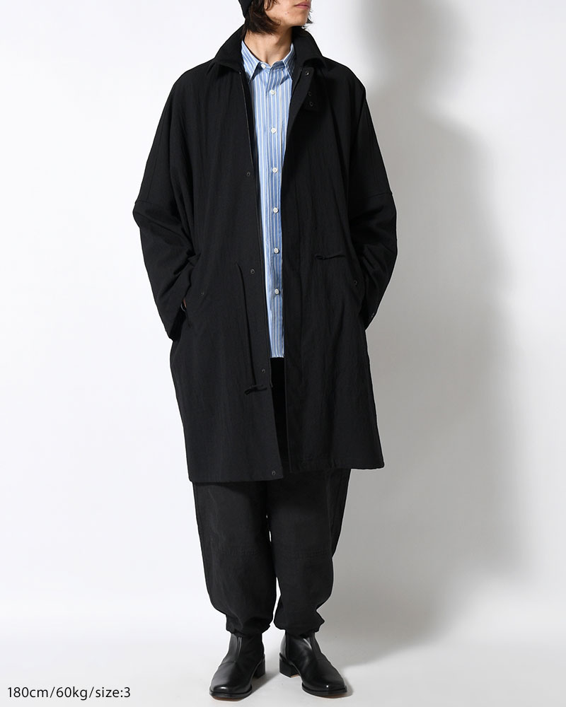 WOOL MILLING OVER COAT -BLACK-