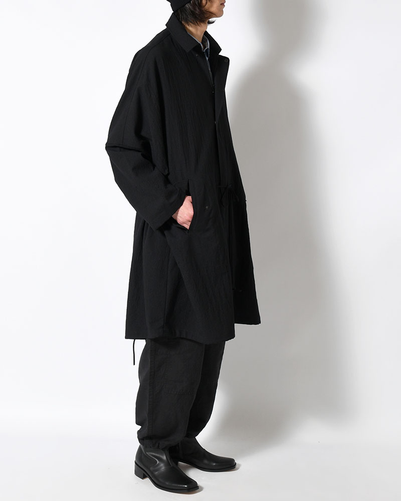 WOOL MILLING OVER COAT -BLACK-