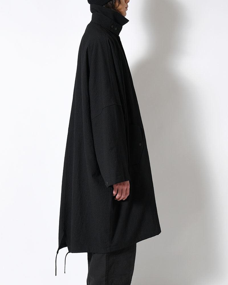 WOOL MILLING OVER COAT -BLACK-