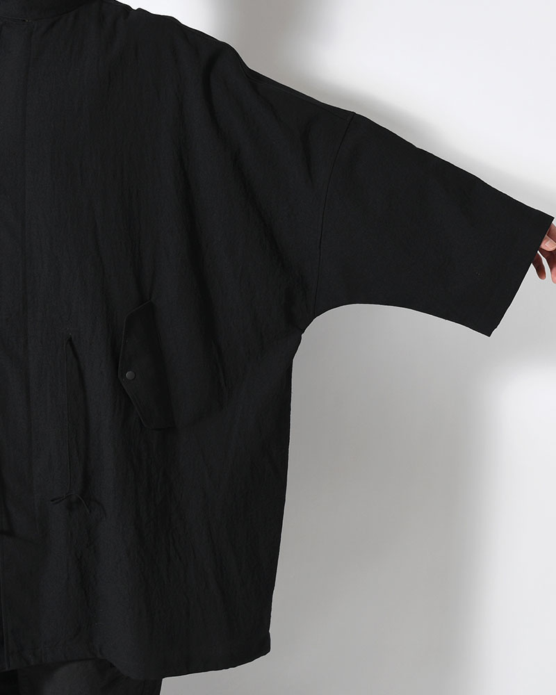 WOOL MILLING OVER COAT -BLACK-