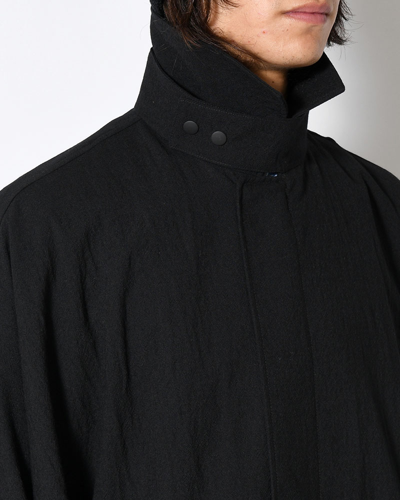 WOOL MILLING OVER COAT -BLACK-