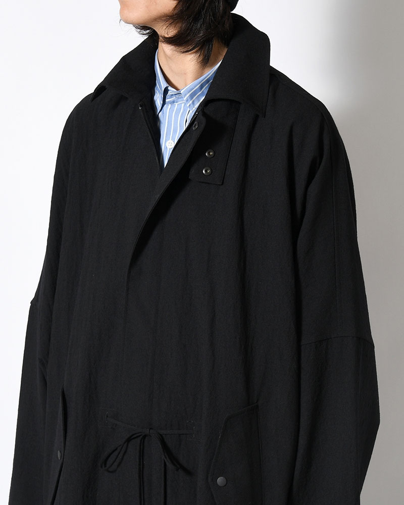 WOOL MILLING OVER COAT -BLACK-