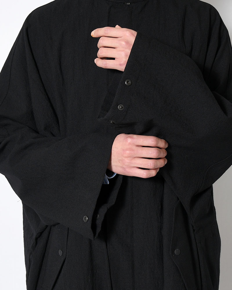 WOOL MILLING OVER COAT -BLACK-