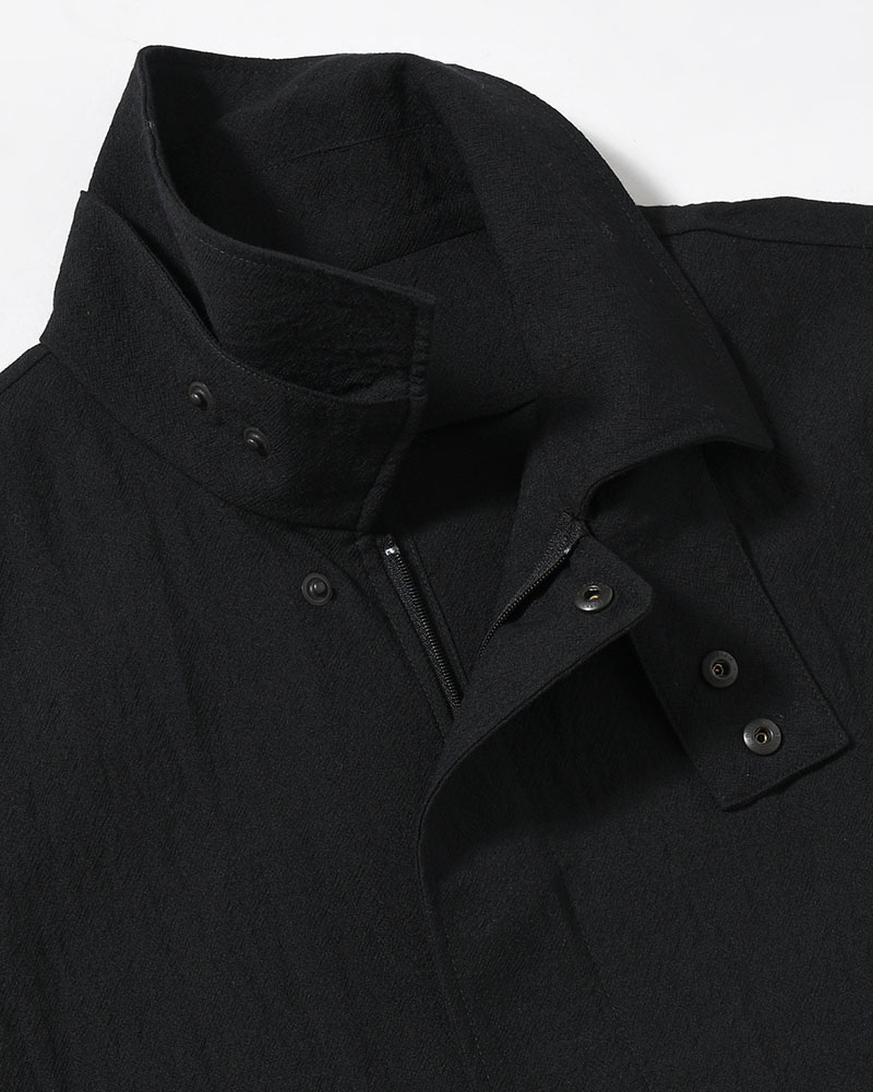 WOOL MILLING OVER COAT -BLACK-