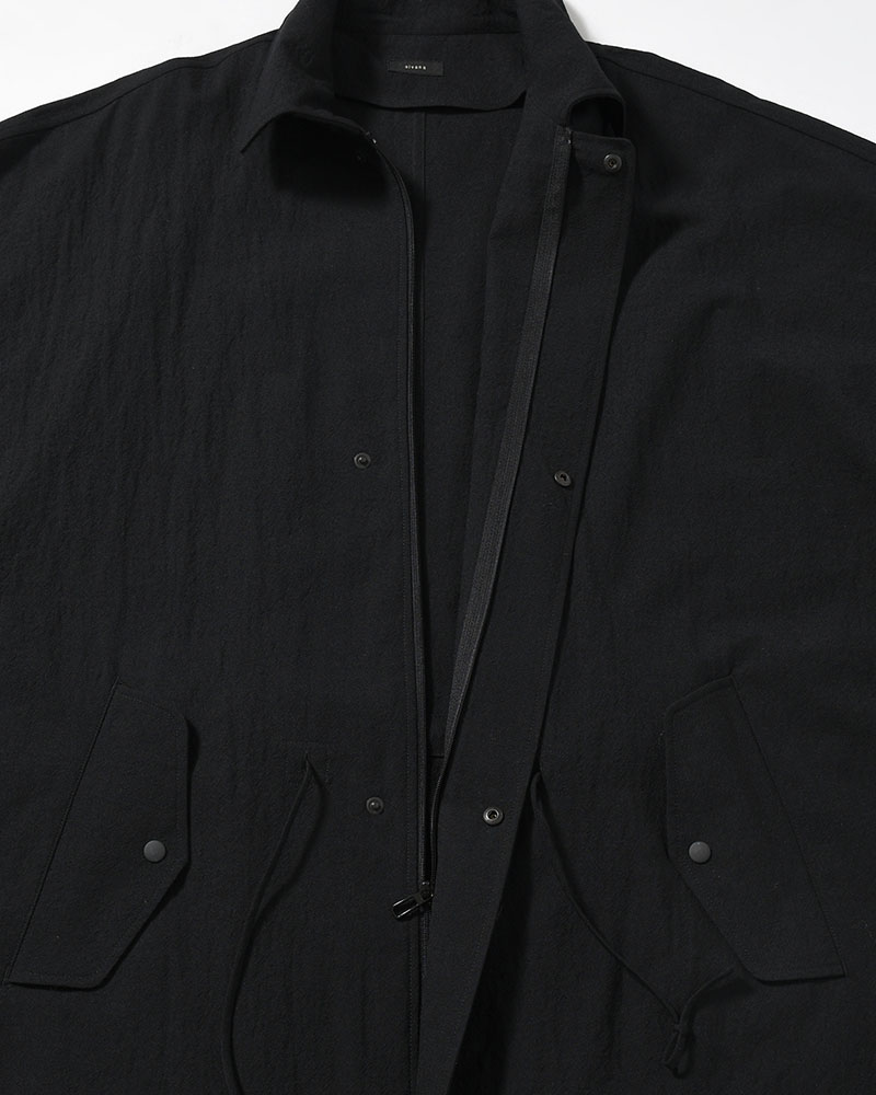 WOOL MILLING OVER COAT -BLACK-