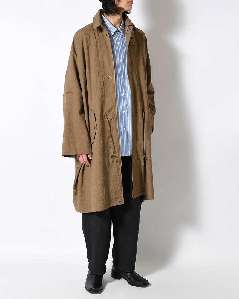 WOOL MILLING OVER COAT -KHAKI-