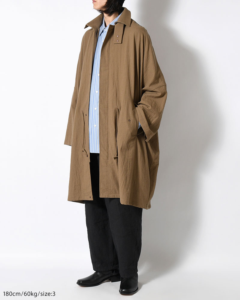 WOOL MILLING OVER COAT -KHAKI-