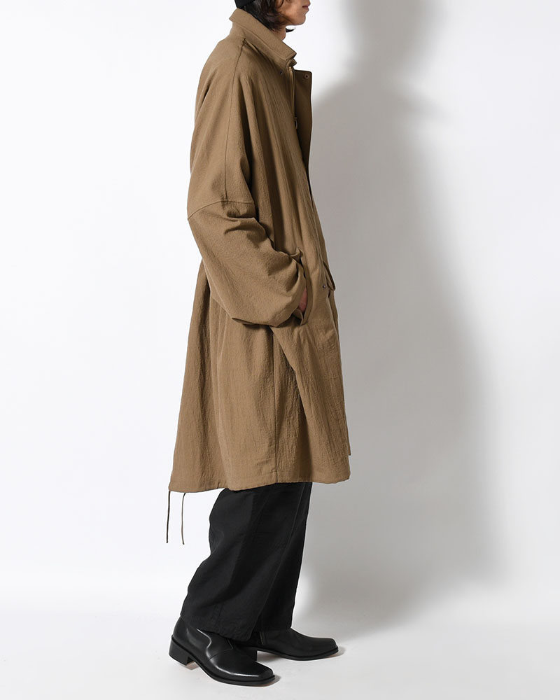 WOOL MILLING OVER COAT -KHAKI-