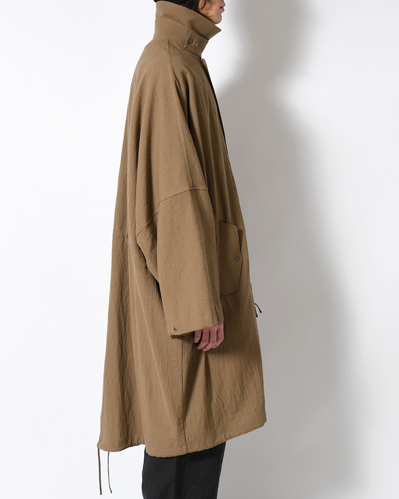 WOOL MILLING OVER COAT -KHAKI-