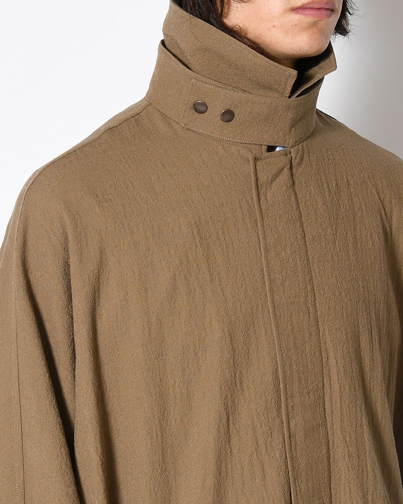 WOOL MILLING OVER COAT -KHAKI-