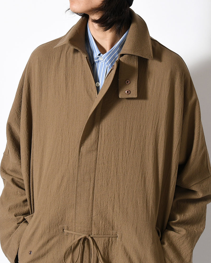 WOOL MILLING OVER COAT -KHAKI-