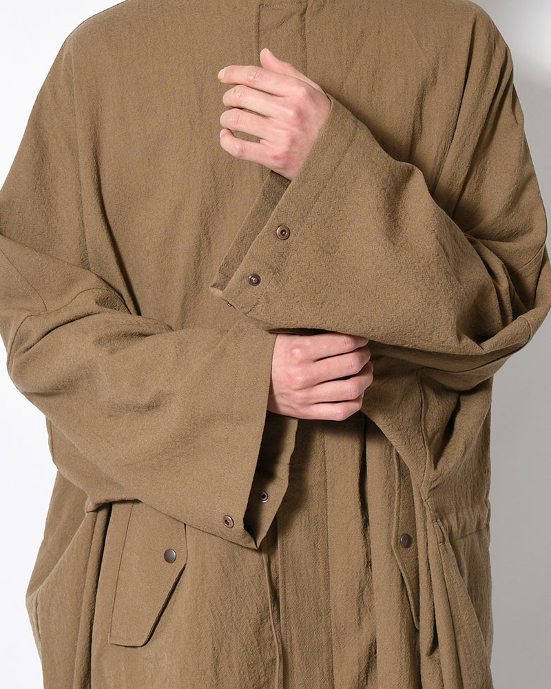WOOL MILLING OVER COAT -KHAKI-