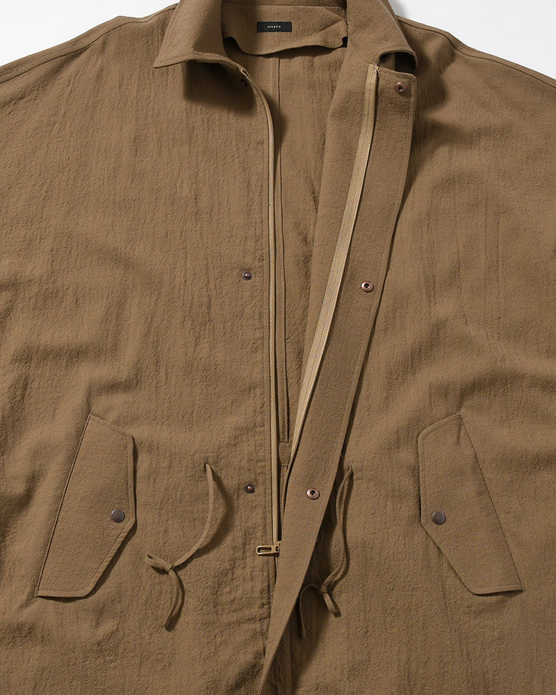 WOOL MILLING OVER COAT -KHAKI-