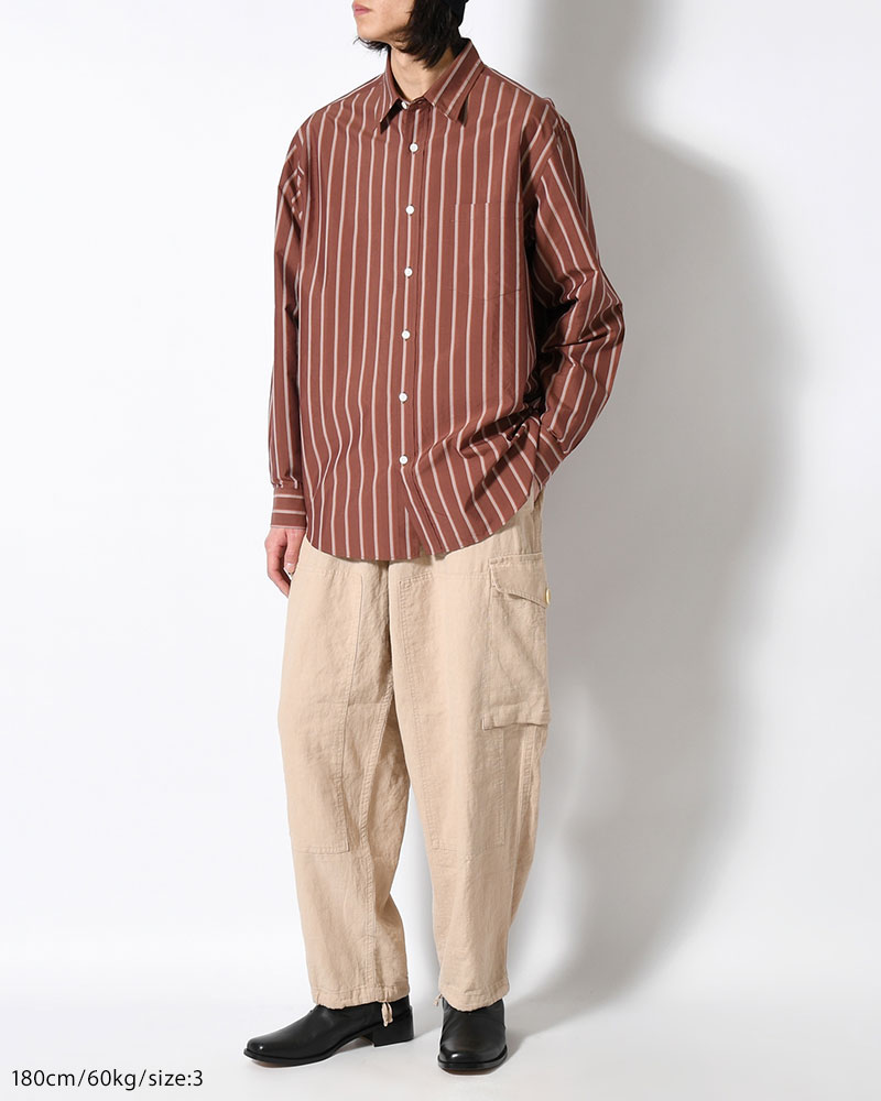 LINEN COTTON KNEE CARGO PANTS -ECRE-