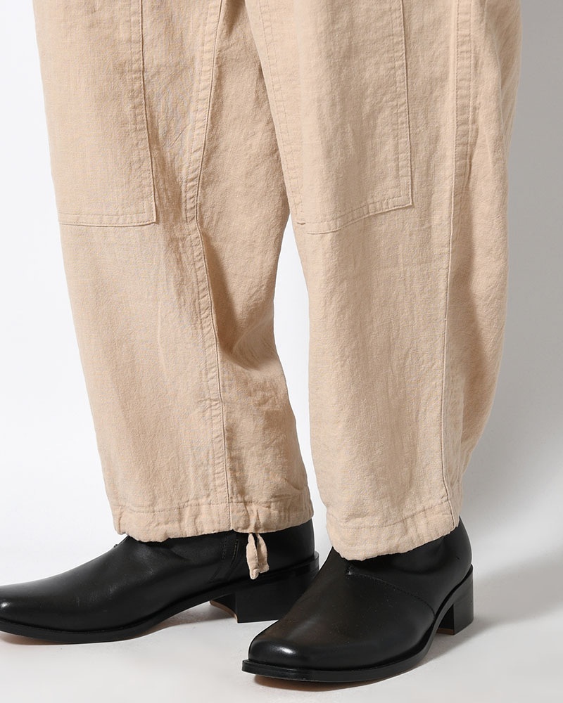 LINEN COTTON KNEE CARGO PANTS -ECRE-