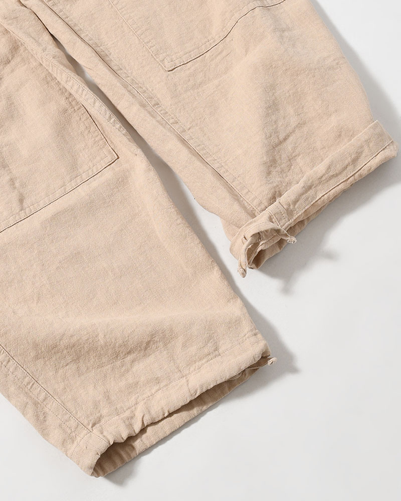 LINEN COTTON KNEE CARGO PANTS -ECRE-