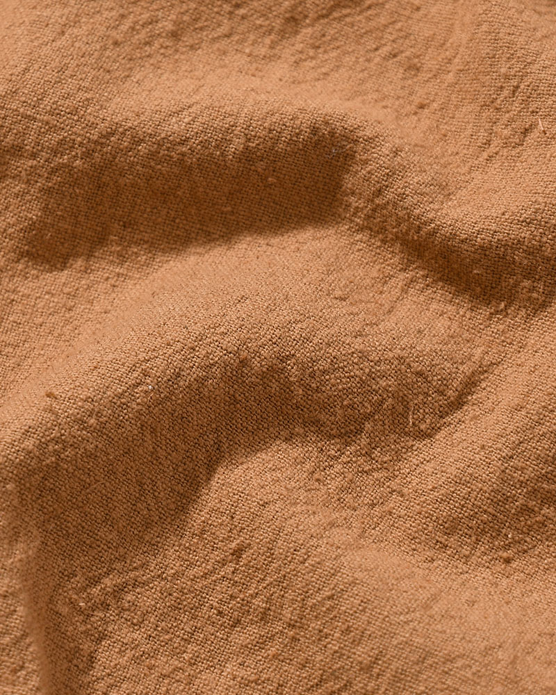 NATURAL HEMP OPEN COLLAR SHIRT -BOTANICAL BROWN-