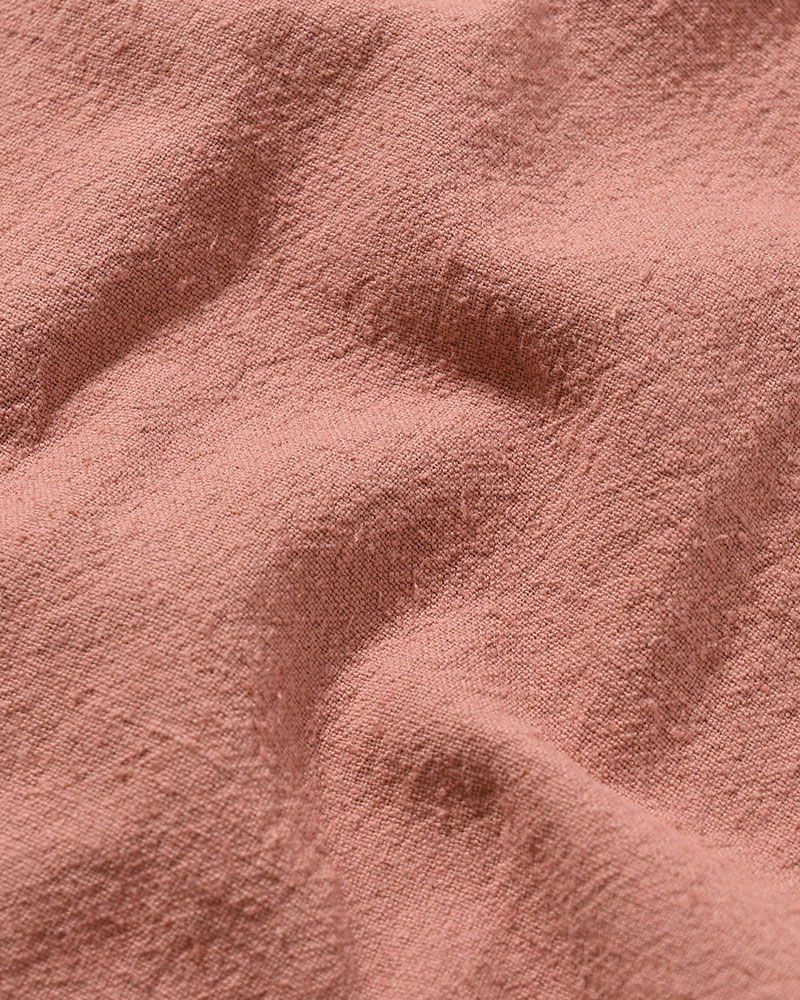 NATURAL HEMP OPEN COLLAR SHIRT -PINK BEIGE-