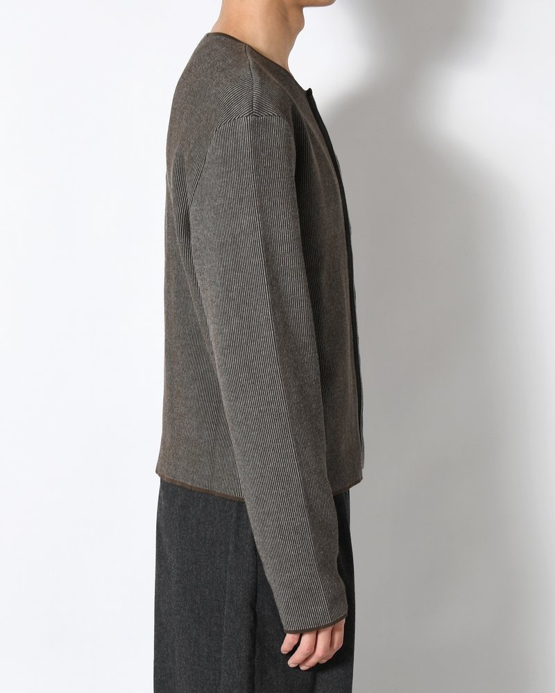 STRIPE BUTTON UP CARDIGAN -BROWN-
