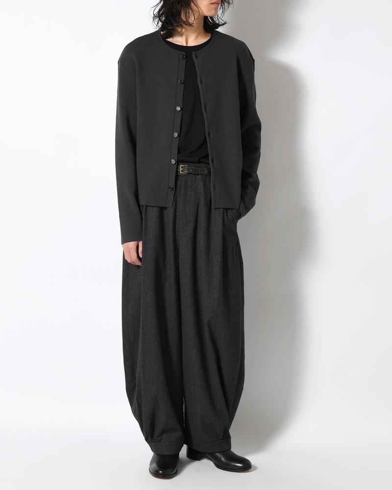 STRIPE BUTTON UP CARDIGAN -CHARCOAL-