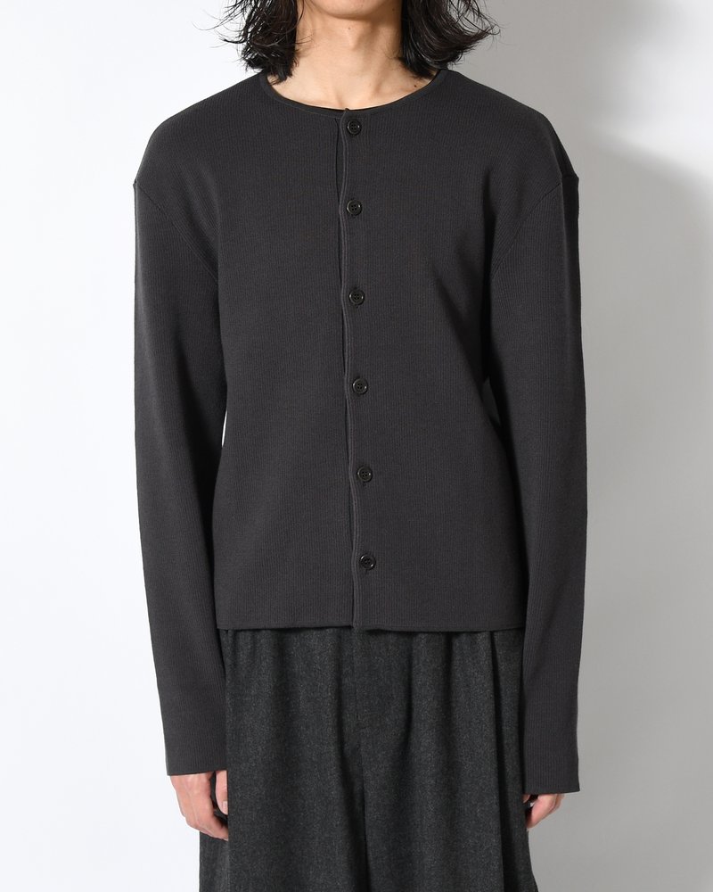 STRIPE BUTTON UP CARDIGAN -CHARCOAL-