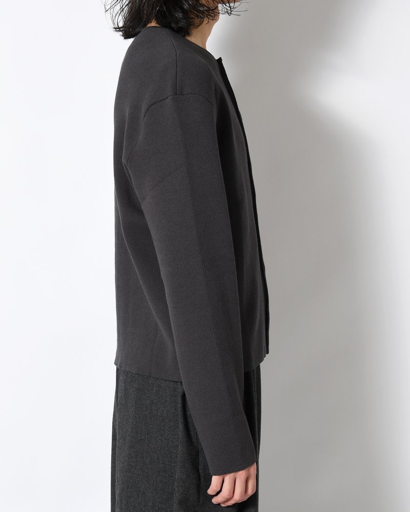 STRIPE BUTTON UP CARDIGAN -CHARCOAL-