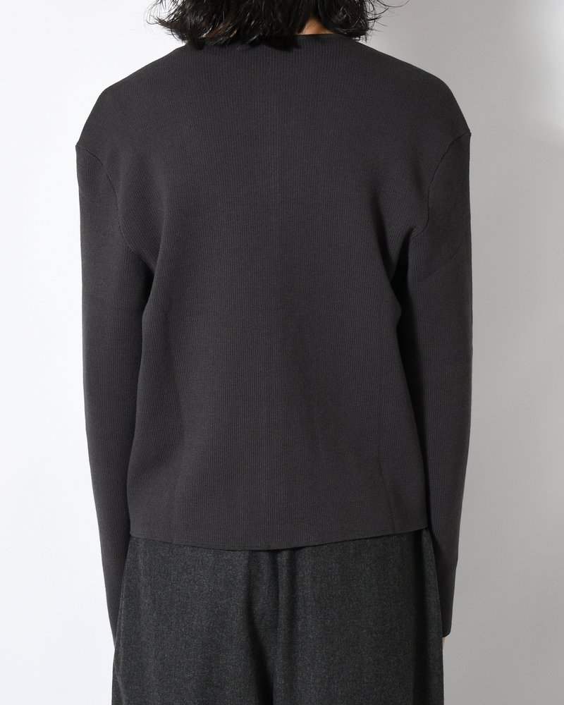 STRIPE BUTTON UP CARDIGAN -CHARCOAL-