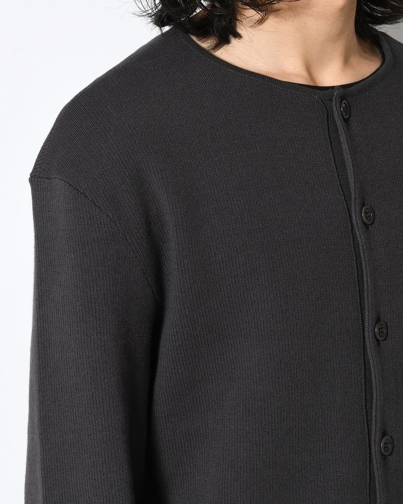 STRIPE BUTTON UP CARDIGAN -CHARCOAL-