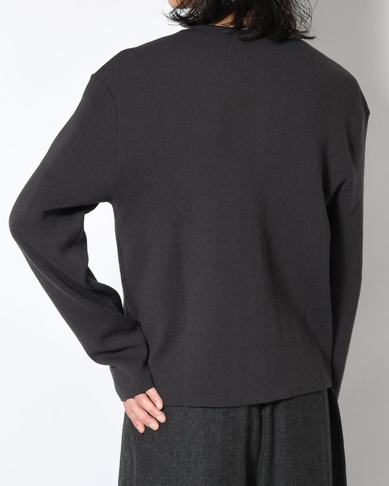 STRIPE BUTTON UP CARDIGAN -CHARCOAL-