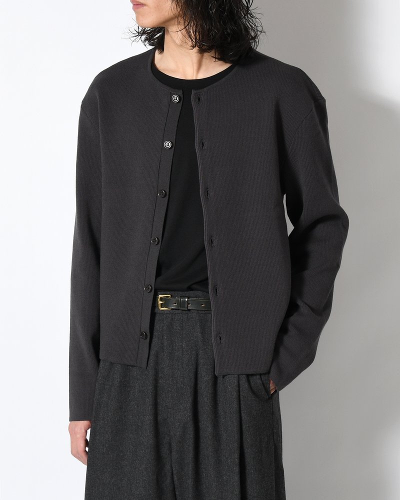 STRIPE BUTTON UP CARDIGAN -CHARCOAL-