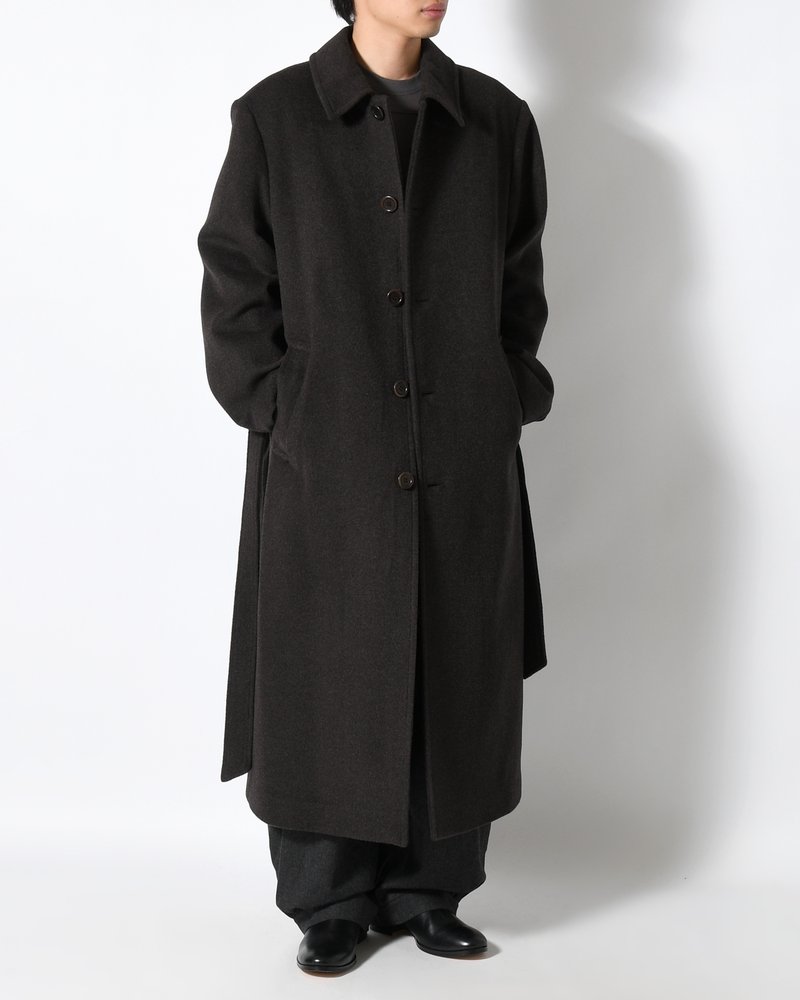 MEN'S SINGLE BREASTED LONG COAT -BROWN-