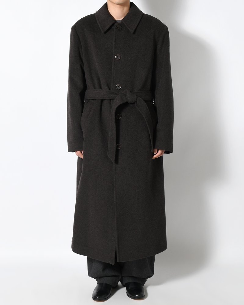 MEN'S SINGLE BREASTED LONG COAT -BROWN-