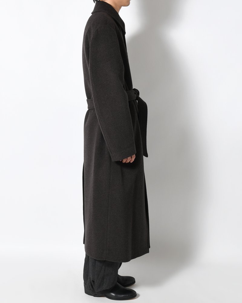 MEN'S SINGLE BREASTED LONG COAT -BROWN-