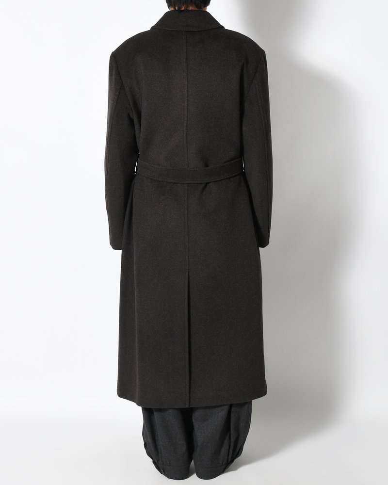 MEN'S SINGLE BREASTED LONG COAT -BROWN-
