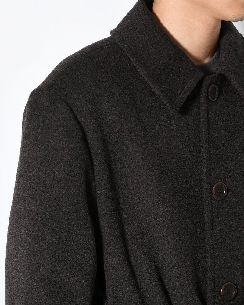 MEN'S SINGLE BREASTED LONG COAT -BROWN-