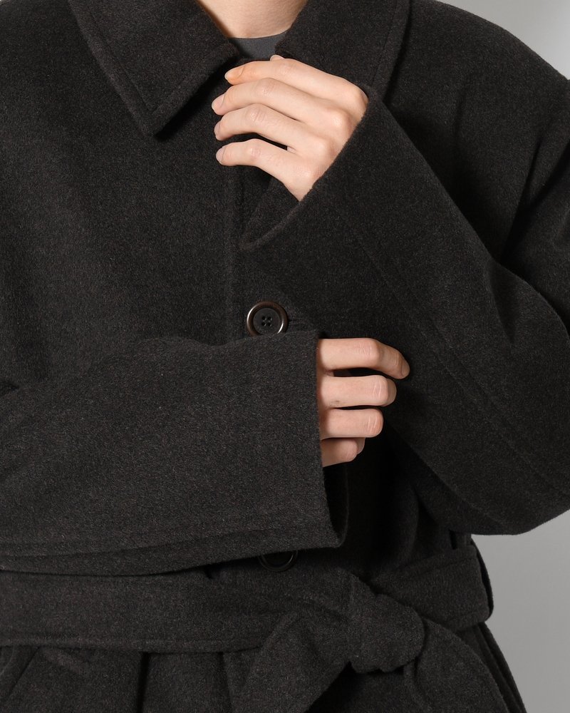 MEN'S SINGLE BREASTED LONG COAT -BROWN-