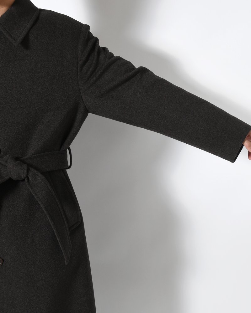 MEN'S SINGLE BREASTED LONG COAT -BROWN-